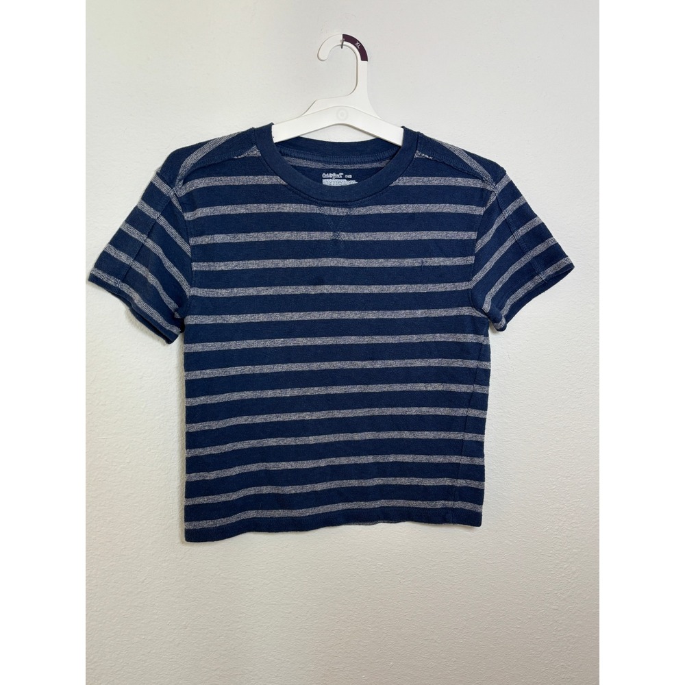 Cat & Jack Boys Navy Blue Gray Striped Short Sleeve T-Shirt Size M 8